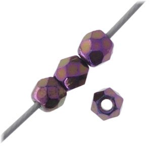 100 3mm Opaque Purple Iris Faceted Glass Beads