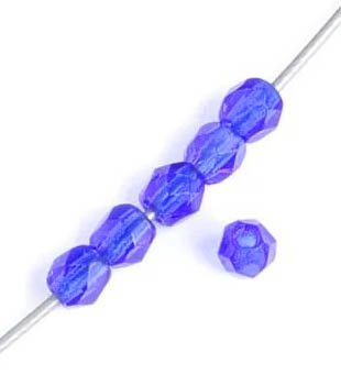 100 3mm Transparent Cobalt Faceted Glass Beads