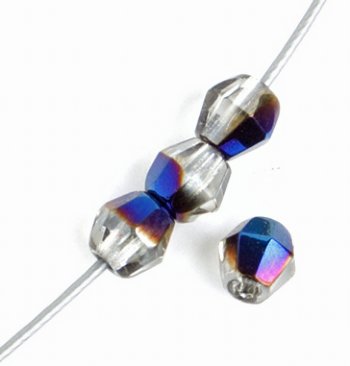 100 4mm Crystal Azuro Faceted Bicone Beads