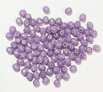 100 4mm Faceted Coated Matte Purple Firepolish Beads
