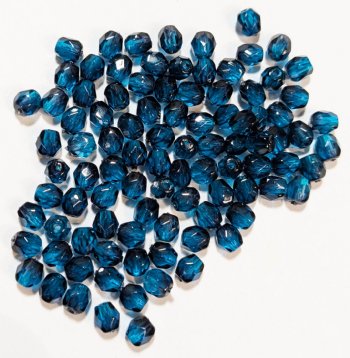 100 4mm Faceted Dark Aqua and Grey Firepolish Beads