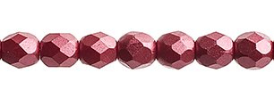 45, 4mm Pastel Pearl Raspberry Czech Fire Polish Beads