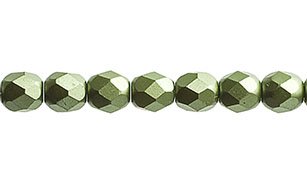 45, 4mm Pastel Pearl Sage Green Czech Fire Polish Beads