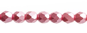 45, 4mm Pastel Pearl Strawberry Czech Fire Polish Beads