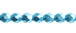 45, 4mm Pastel Pearl Turquoise Czech Fire Polish Beads