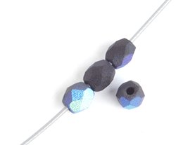 100, 4mm Faceted Matte Black AB Firepolish Beads