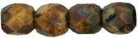 100 4mm Faceted Opaque Beige Picasso Firepolish Beads