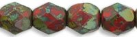 100, 4mm Faceted Opaque Red Picasso Firepolish Beads