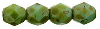 100, 4mm Faceted Opaque Turquoise Green Picasso Firepolish Beads
