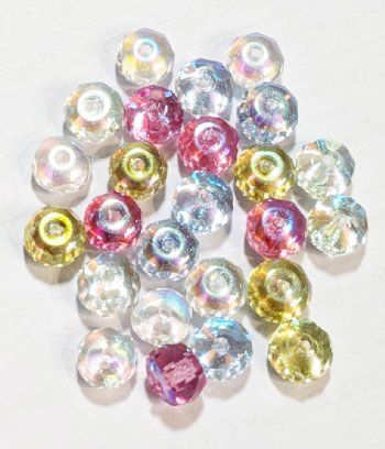 25 5x7mm Faceted Pastel Donut Bead Mix