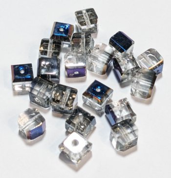 20 6mm Faceted Crystal Azuro Cube Beads