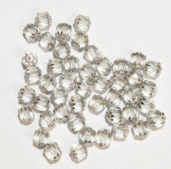 50 6mm Triangle Faceted Crystal, Silver Tipped with Coated Ends