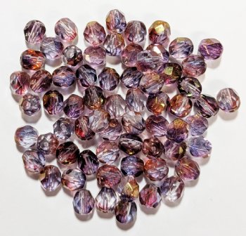 50 6mm Faceted Crystal Half Rose Gold Lustre Firepolish Beads