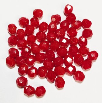 50 6mm Faceted Opal Red Firepolish Beads