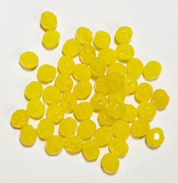 50 6mm Faceted Opal Yellow Firepolish Beads