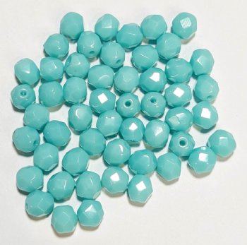 50 6mm Faceted Opaque Light Turquoise Firepolish Beads