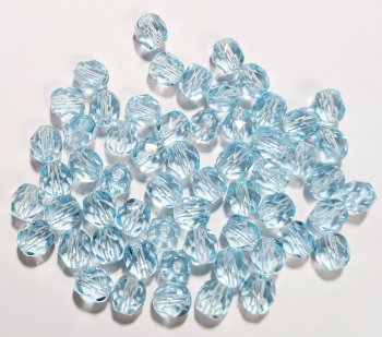 50 6mm Faceted Light Azore Firepolish Beads