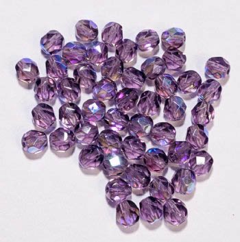 50 6mm Faceted Tanzanite AB Firepolish Beads