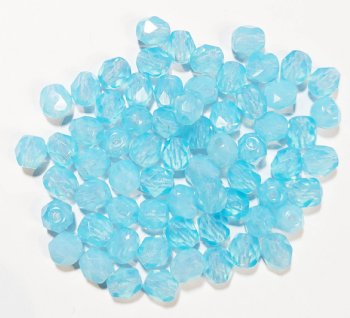 50 6mm Faceted Aqua Opal Firepolish Beads