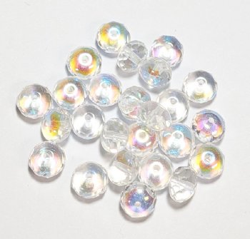 25 6x8mm Faceted Crystal AB Donut Beads