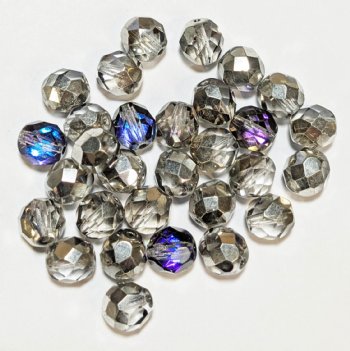 25 8mm Faceted Crystal Heliotrope Firepolish Beads