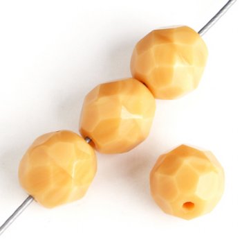 25 8mm Faceted Opaque Camel Beige Firepolish Beads