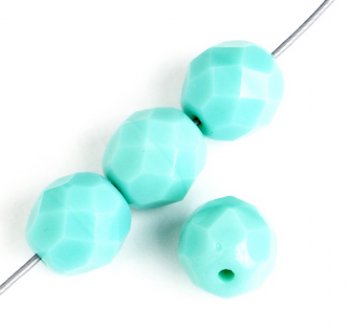 25 8mm Faceted Opaque Light Sea Green Firepolish Beads