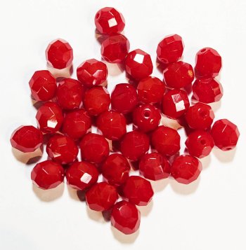 25 8mm Faceted Milky Red Opal Firepolish Beads