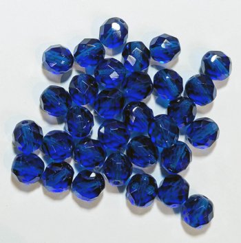 25 8mm Faceted Capri Blue Firepolish Beads