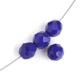 25 8mm Faceted Opaque Royal Blue Firepolish Beads