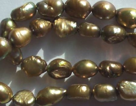 FWP 16inch Strand of 7mm Olive Bronze Oval Pearls