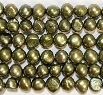 FWP 16inch Strand of 6mm Olive Flat Side Potato Pearls