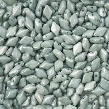 10 Grams of Opaque Chalk Green Lustre GemDuo Glass Beads