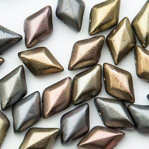 10 Grams of Crystal Grey Rainbow GemDuo Glass Beads