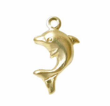 GF034 1, 11x8mm Gold Filled Dolphin Charm / Pendant