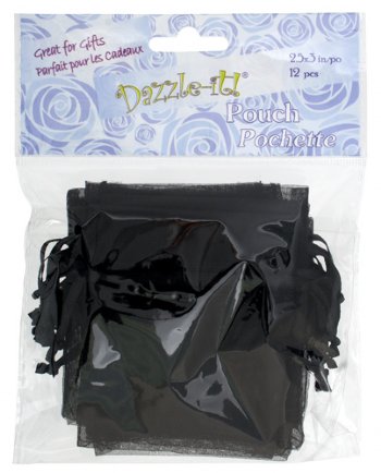 Dazzle-It! 12 Piece 2.5X3 Inch Small Black Sheer Gift Bags