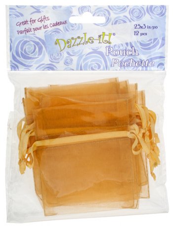 Dazzle-It! 12 Piece 2.5X3 Inch Small Gold Sheer Gift Bags