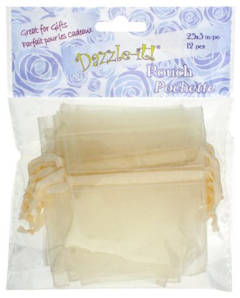 Dazzle-It! 12 Piece 2.5X3 Inch Small Ivory Sheer Gift Bags