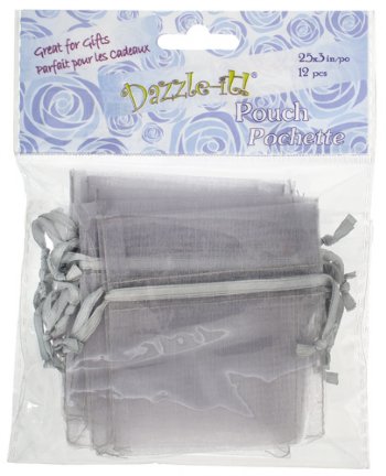 Dazzle-It! 12 Piece 2.5X3 Inch Small Silver Sheer Gift Bags