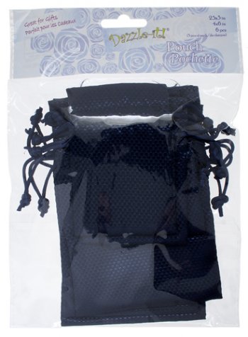 Dazzle-It! 6 Piece Satin Navy Diamond Pattern Gift Bags
