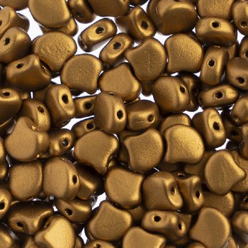 10 Grams 7.5mm Matte Metallic Antique Gold Czech Glass Ginko Leaf Beads