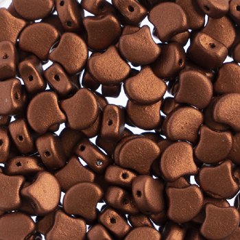 10 Grams 7.5mm Matte Metallic Dark Copper Czech Glass Ginko Leaf Beads