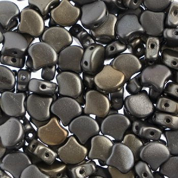 10 Grams 7.5mm Matte Metallic Leather Czech Glass Ginko Leaf Beads