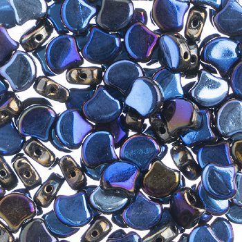 10 Grams 7.5mm Opaque Jet AB Czech Glass Ginko Leaf Beads