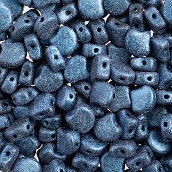10 Grams 7.5mm Metallic Suede Blue Czech Glass Ginko Leaf Beads