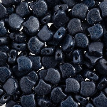 10 Grams 7.5mm Metallic Suede Dark Blue Czech Glass Ginko Leaf Beads