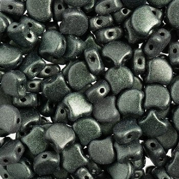 10 Grams 7.5mm Metallic Suede Forest Green Czech Glass Ginko Leaf Beads
