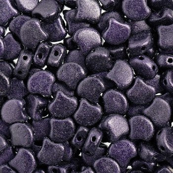 10 Grams 7.5mm Metallic Suede Dark Purple Czech Glass Ginko Leaf Beads