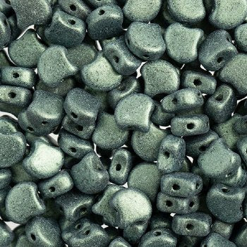 10 Grams 7.5mm Metallic Suede Light Green Czech Glass Ginko Leaf Beads