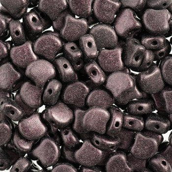 10 Grams 7.5mm Metallic Suede Plum Czech Glass Ginko Leaf Beads